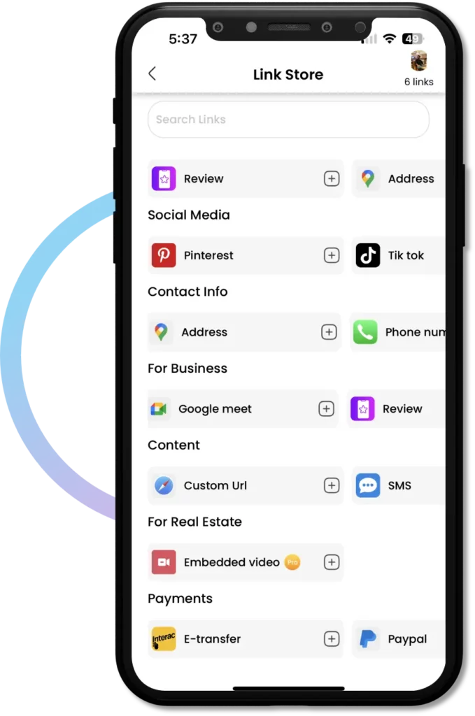 Add link screen
